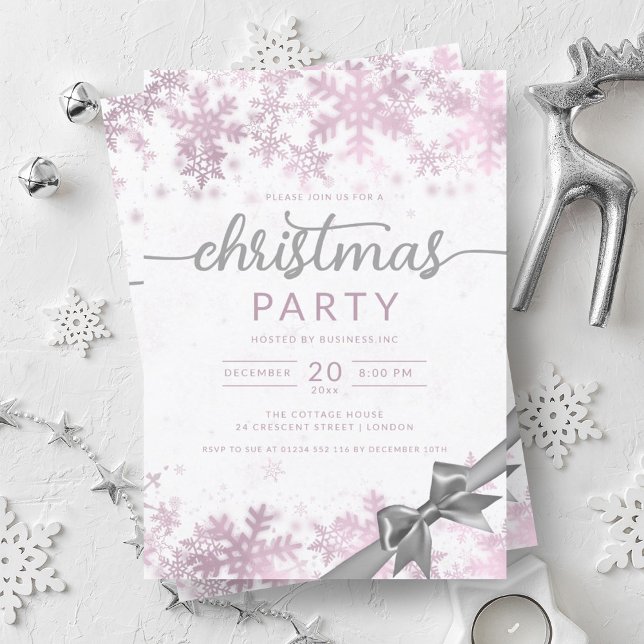 Rose Gold Winter Wonder Company Christmas  Invitation (Rose Gold Winter Wonder Company Christmas Invitation)