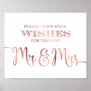Rose Gold WISHES FOR THE MR AND MRS Sign Print