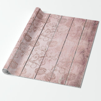 Rose Gold Wood Wrapping Paper Roll