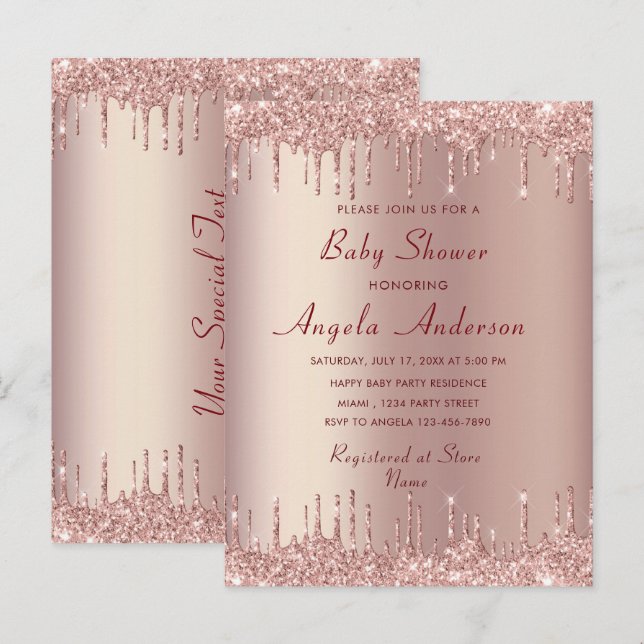 Rose Gold Your Baby Shower Invitation Card (Front/Back)