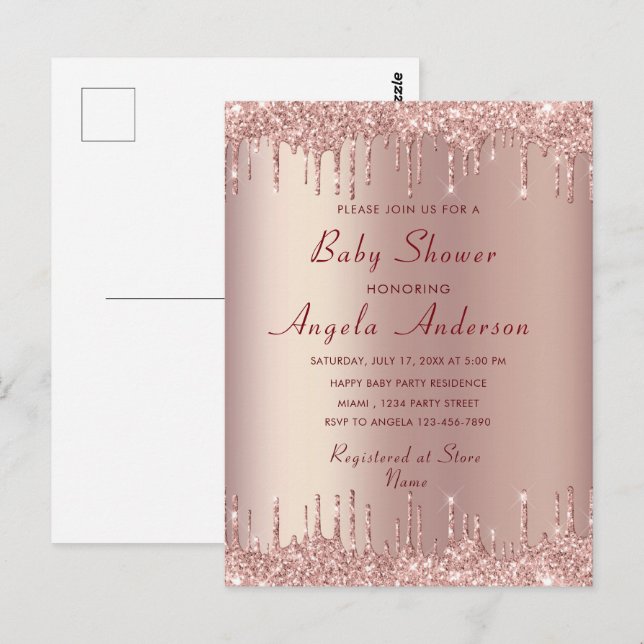 Rose Gold Your Baby Shower Invitation Card (Front/Back)
