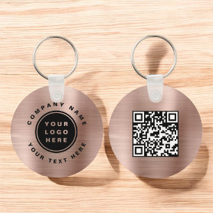 Rose Gold Your Business Logo QR Code Business Key Ring