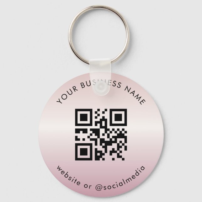 Rose Gold Your Custom Business Qr Code Scan Key Ring (Front)