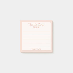 Rose Gold Your Name And Hearts Thank You Post-it Notes