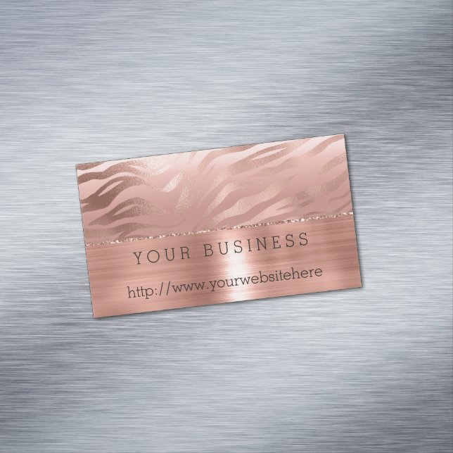 Rose Gold Zebra  Magnetic Business Card (In Situ)