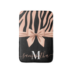 Rose Gold Zebra Print  Bath Mat