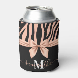 Rose Gold Zebra Print Can Cooler