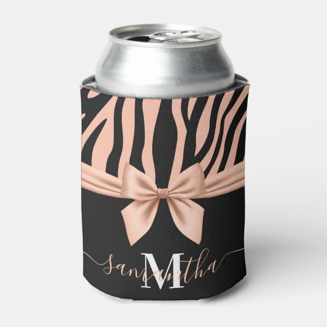 Rose Gold Zebra Print  Can Cooler (Can Front)