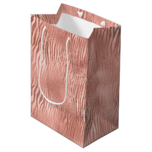 Rose Gold Zebra Print Medium Gift Bag