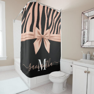 Rose Gold Zebra Print Shower Curtain