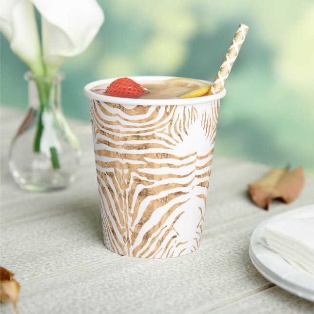 Rose gold zebra skin pattern  paper cups (Insitu)
