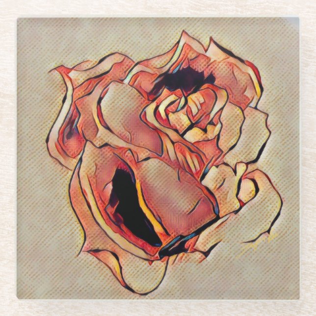 Rose Golden Glass Coaster (Front)