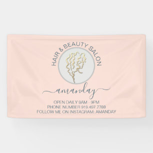 Rose Golden Logo Hairdresser Beauty Salon Studio Banner