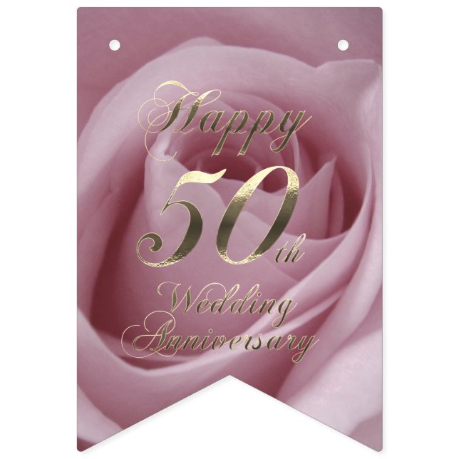 Rose Golden Wedding Party 50th Anniversary Bunting (Second Flag)