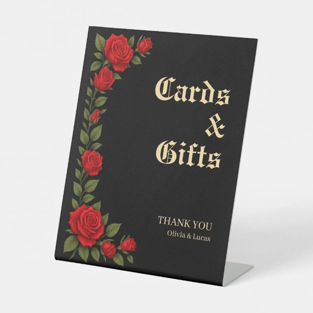 Rose Gothic Wedding Cards & Gifts Sign (Front)