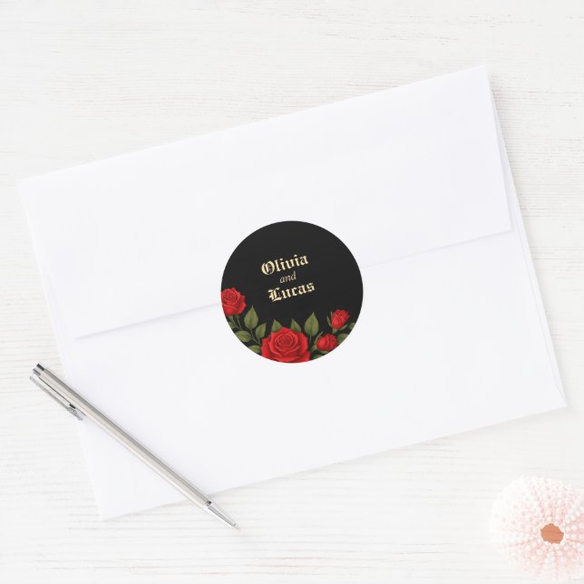 Rose Gothic Wedding Classic Round Sticker (Envelope)