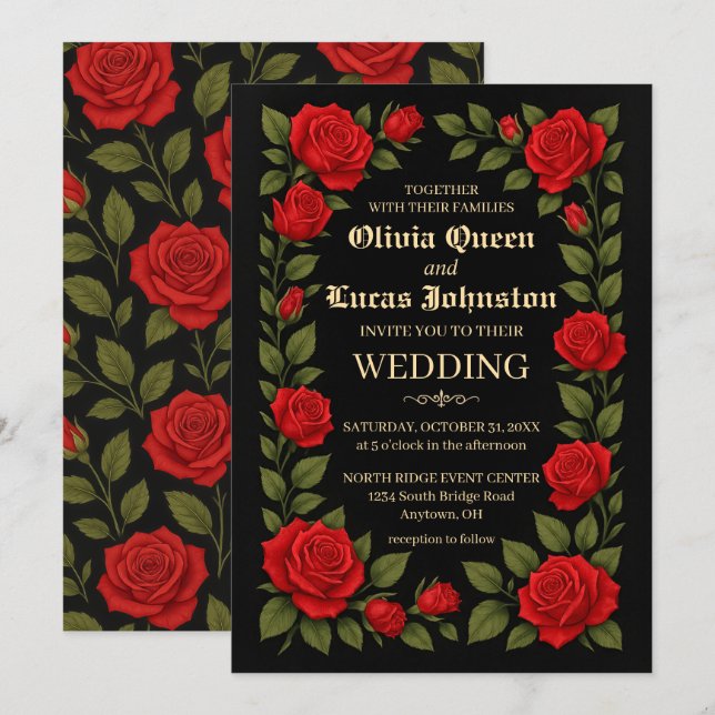 Rose Gothic Wedding Invitation (Front/Back)
