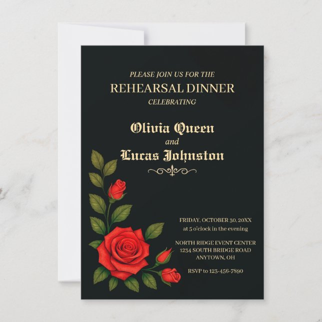 Rose Gothic Wedding Rehearsal Dinner Invitation (Front)