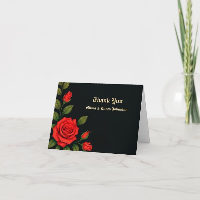 Rose Gothic Wedding Thank You Card (Front)