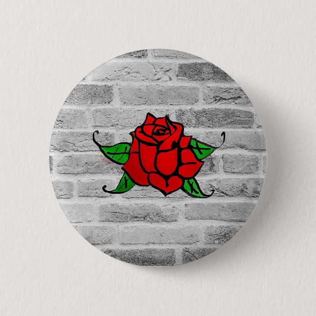 Rose Graffiti 6 Cm Round Badge (Front)