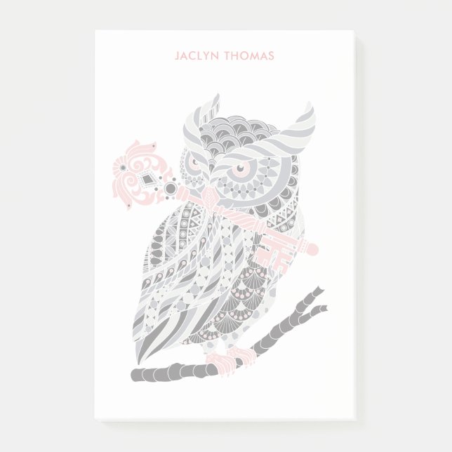 Rose Great Horned Owl Personalised Post-it Notes (Front)