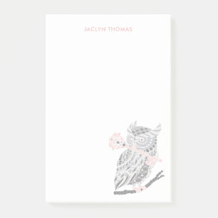 Rose Great Horned Owl Personalised Post-it Notes