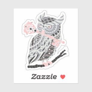Rose Great Horned Owl Sticker