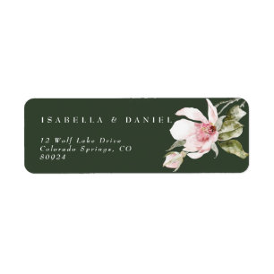 Rose Green Magnolia Wedding Return Address Label