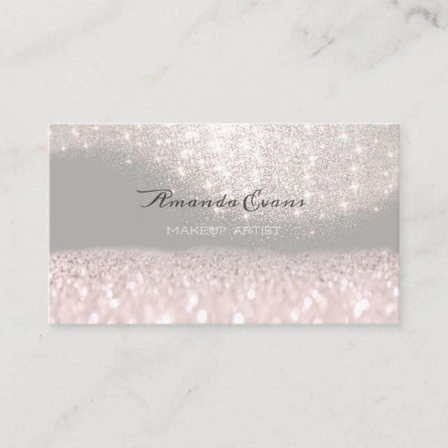 Rose Grey Glitter Makeup Artist Event Planner Appointment Card (Front)