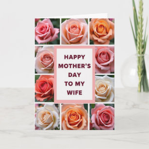 Rose Grid Mothers Day Wife Card