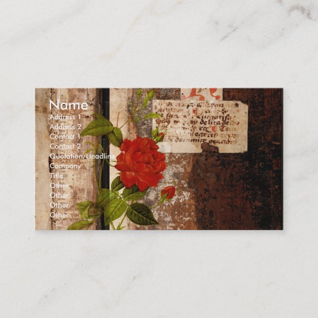Rose Grunge Business Card (Front)