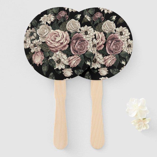 rose hand fan (Front and Back)