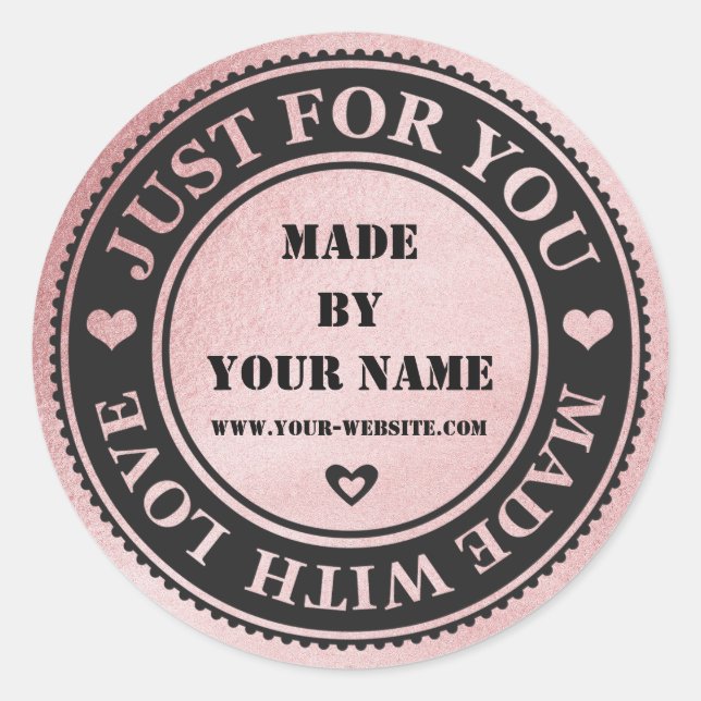 Rose Handmade Just For You Made With Love Classic Round Sticker (Front)