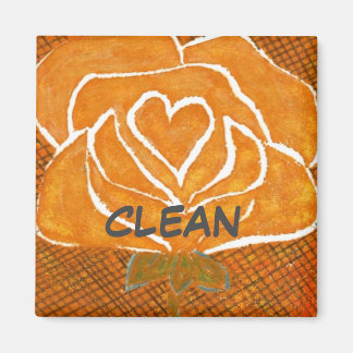 "Rose Heart #3" Clean Dishwasher Status Magnet