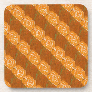 "Rose Heart #3 Tiled Pattern" Floral Coaster Set