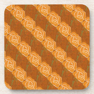 "Rose Heart #3 Tiled Pattern" Floral Coaster Set