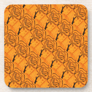 "Rose Heart #5 Tiled Pattern" Floral Coaster Set