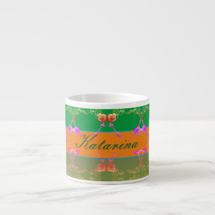 Rose Heart Apricot and Green w/Name Speciality Mug
