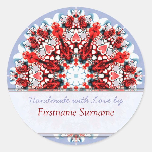 Rose Heart Mandala Label / Sticker (Front)