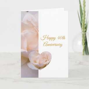 Rose Heart Personalised 40th Wedding Anniversary Card