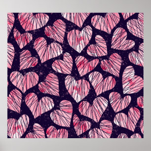 Rose heart: watercolor seamless pattern. poster