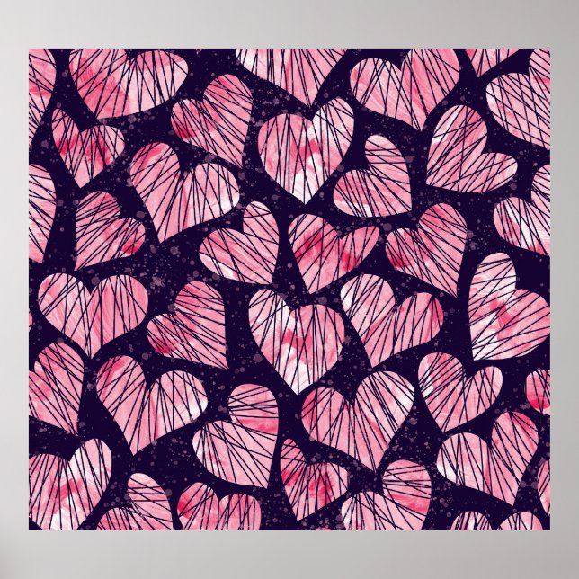 Rose heart: watercolor seamless pattern. poster (Front)