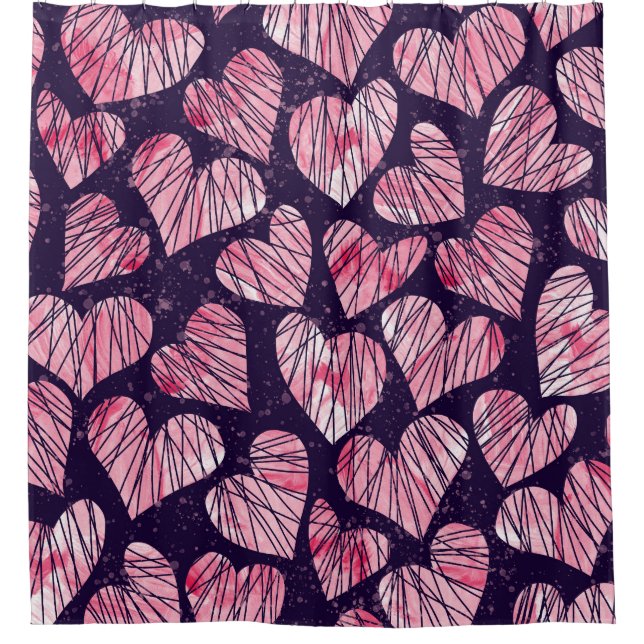 Rose heart: watercolor seamless pattern. shower curtain (Front)