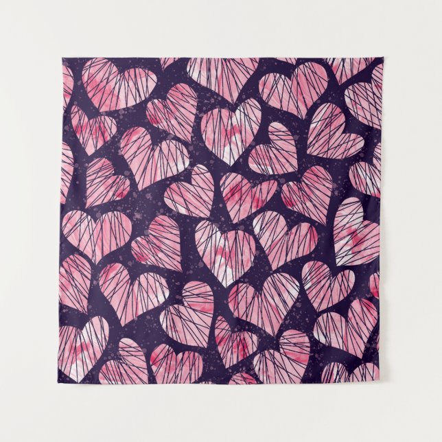 Rose heart: watercolor seamless pattern. tapestry (Front)