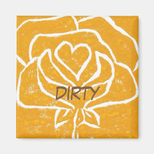 "Rose Heart Yellow" Dirty Dishwasher Status Magnet