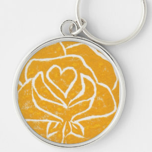 "Rose Heart Yellow" Floral Keychain
