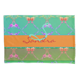 Rose Hearts Monogram Apricot Pillowcase