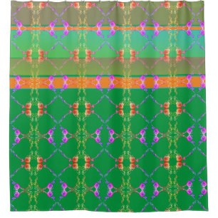 Rose Hearts on Apricot and Green Shower Curtain