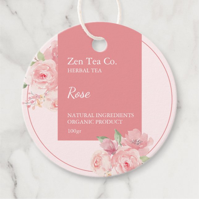 Rose Herbal Tea Business Tag (Front)