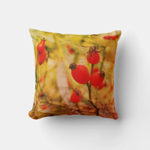 Rose hip Autumn Photography Art Cushion